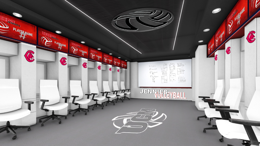 Architectural rendering of the new Jennies volleyball locker room