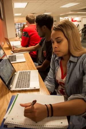 student studying